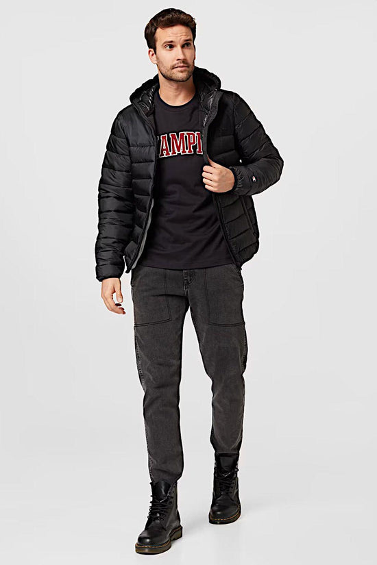 Piumino Full Zip Con Cappuccio Imbottitura Tech-champion-Nero-Uomo-218073 kk001-