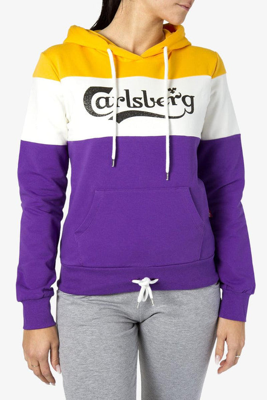 Felpa Con Cappuccio Colorblock Logo Glitter-carlsberg-Viola-Donna-Cbdsfc4284-