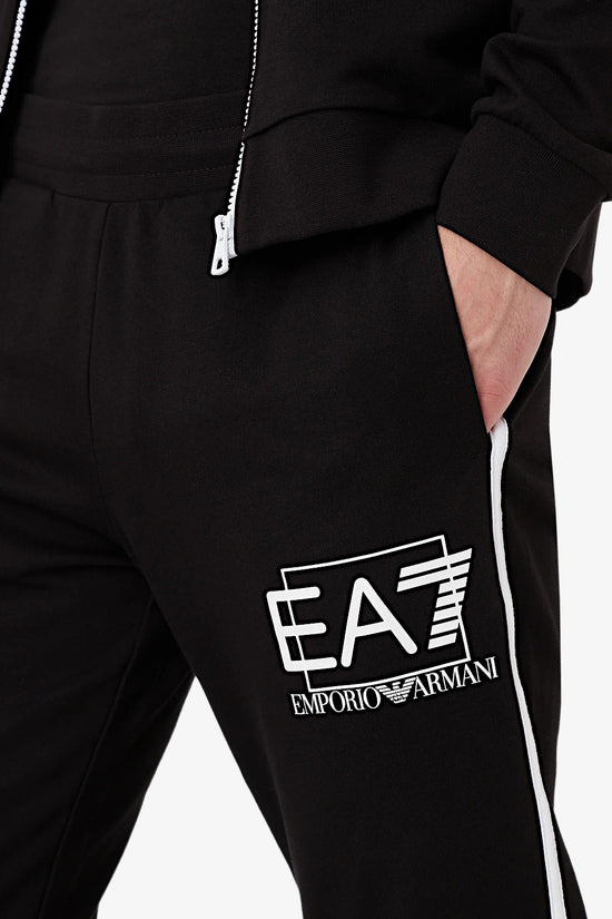 Tuta Full Zip Visibility Logo A Contrasto-emporio armani ea7-Nero-Uomo-3rpv75 pj05z 1200-