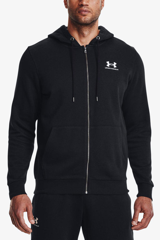 Felpa Full Zip Con Cappuccio Essential Fleece-under armour-Nero-Uomo-1373881 001-