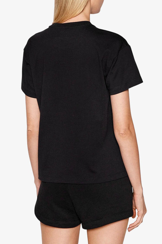 T-Shirt Maniche Corte Big Logo Ricamato-champion-Nero-Donna-115351 kk001-