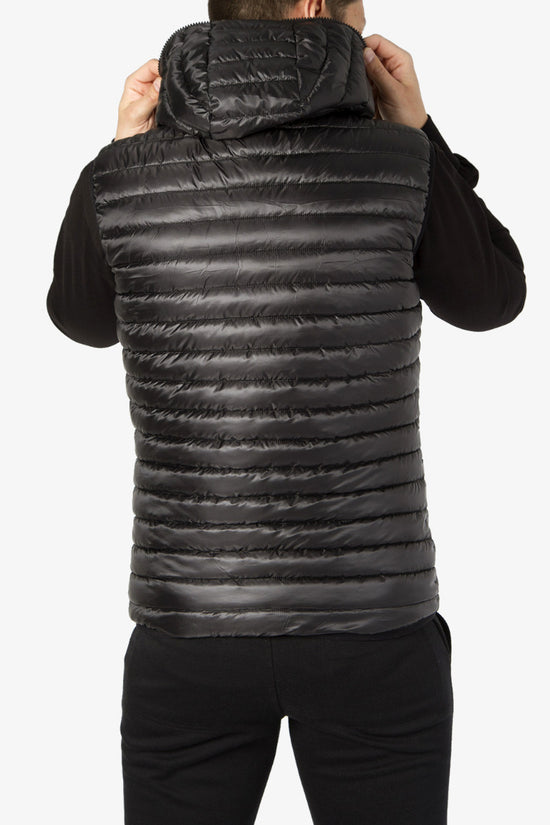 Gilet Piumino Senza Maniche Con Cappuccio-yes zee-Nero-Uomo-J707/o500 801-