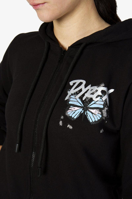 Felpa Full Zip Con Cappuccio Logo Farfalle-pyrex-Nero-Donna-21ipc42926-