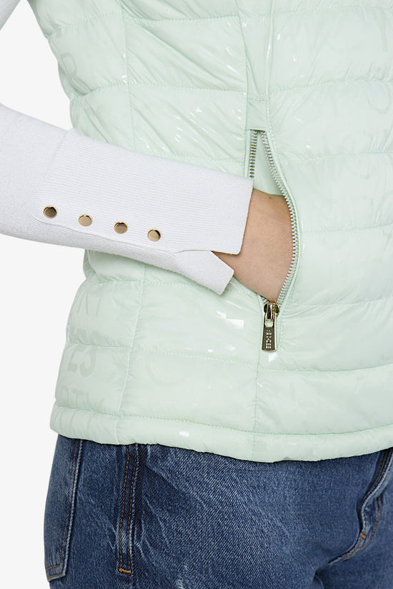 Gilet Piumino Full Zip Stampa Logo All-Over-yes zee-Verde-Donna-J257/qr00 0954-