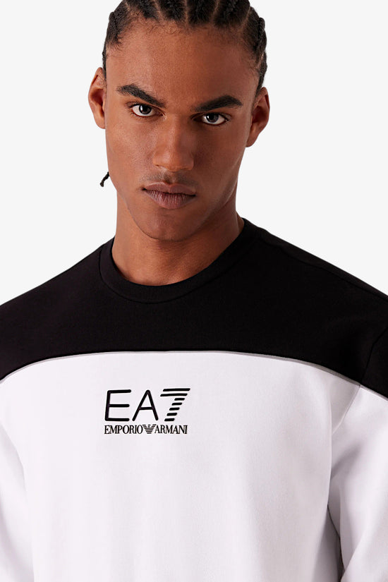Felpa Girocollo Athletic Colour Block-emporio armani ea7-Bianco-Uomo-6rpm29 pj07z 1100-