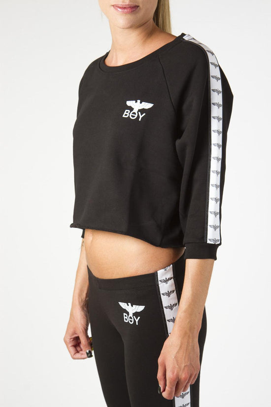 Felpa Girocollo-boy london-Nero-Donna-Bld1578-