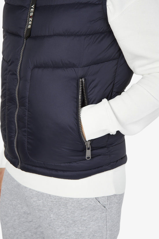 Gilet Piumino Full Zip Con Cappuccio-yes zee-Blu-Uomo-J900/q600 0710-