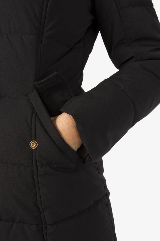 Giubbotto Parka Lungo Full Zip Con Cappuccio Con Pelo Rimovibile-yes zee-Nero-Donna-O004/nt00 0801-