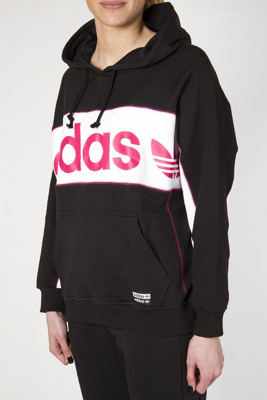 Felpa Con Cappuccio Long-adidas originals-Nero-Donna-Fh7564-
