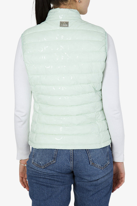 Gilet Piumino Full Zip Stampa Logo All-Over-yes zee-Verde-Donna-J257/qr00 0954-