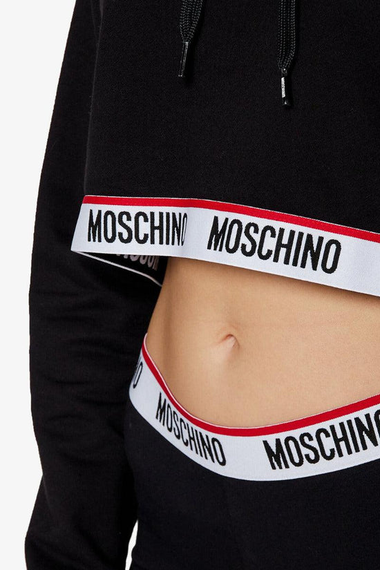 Felpa Corta Con Cappuccio Banda Logo-moschino underwear-Nero-Donna-Zua1721 9004 0555-