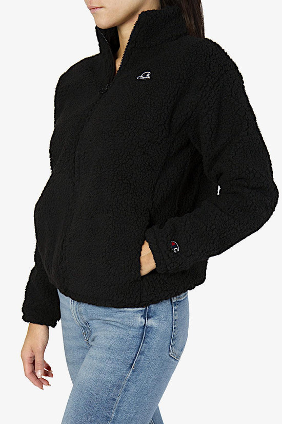 Giacca Teddy Full Zip Con Cappuccio C Logo-champion-Nero-Donna-115743 kk001-