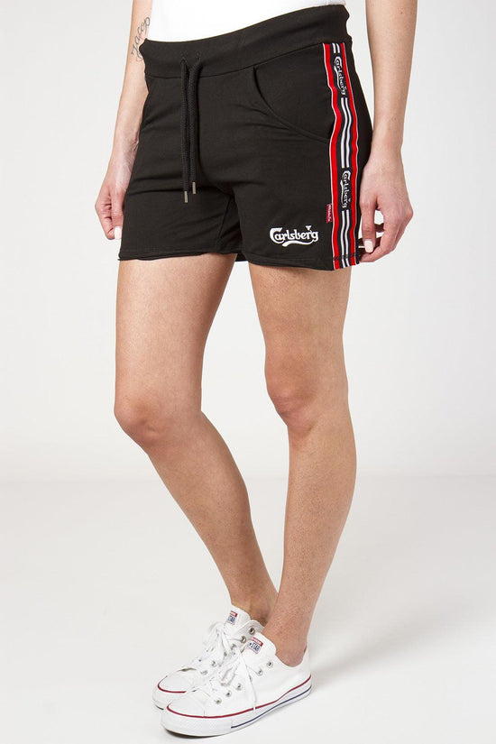Shorts Felpa Con Bande Logo-carlsberg-Nero-Donna-Cbd3190-