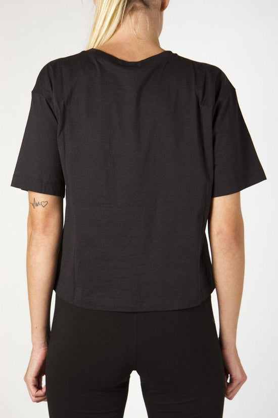 T-Shirt Cropped Manica 3/4 Con C Logo Velvet-champion-Nero-Donna-111972 kk004-