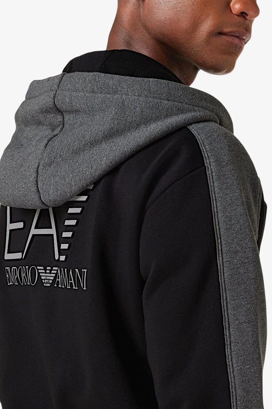 Felpa Full Zip Con Cappuccio Athletic Colour Block-emporio armani ea7-Nero-Uomo-6lpm16 pj07z 1200-