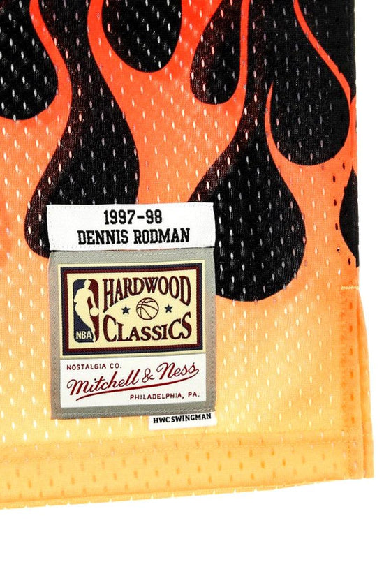 Canotta Swingman Flames NBA Chicago Bulls Dennis Rodman-mitchell&ness-Nero-Uomo-Smjybw19136-cbublck97drd-