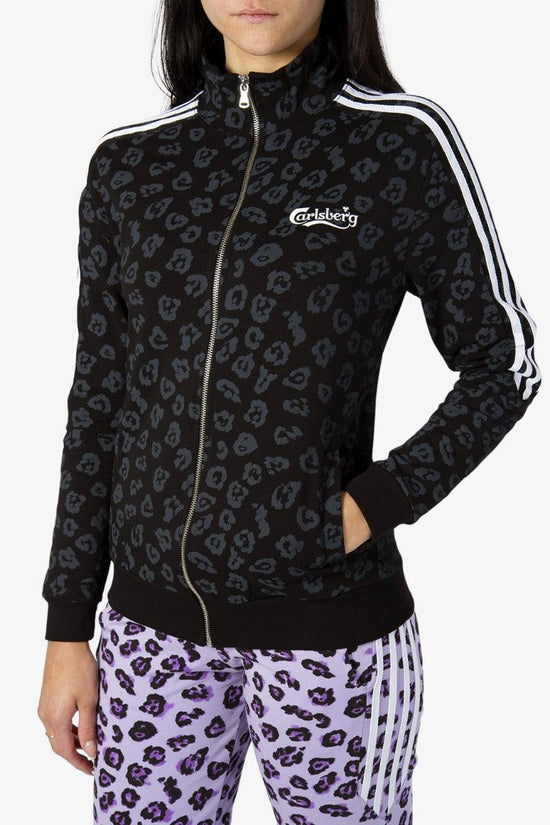 Felpa Full Zip Motivo Animalier All-Over Con Bande-carlsberg-Nero-Donna-Cbd4341-