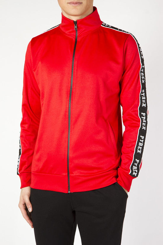 Giacca Felpa Full Zip In Triacetato Con Bande Logo-pyrex-Rosso-Uomo-19epc40258-