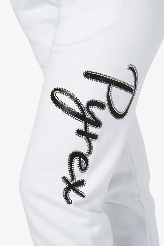 Pantaloni Logo Script Con Strass-pyrex-Bianco-Donna-23ipb44458-