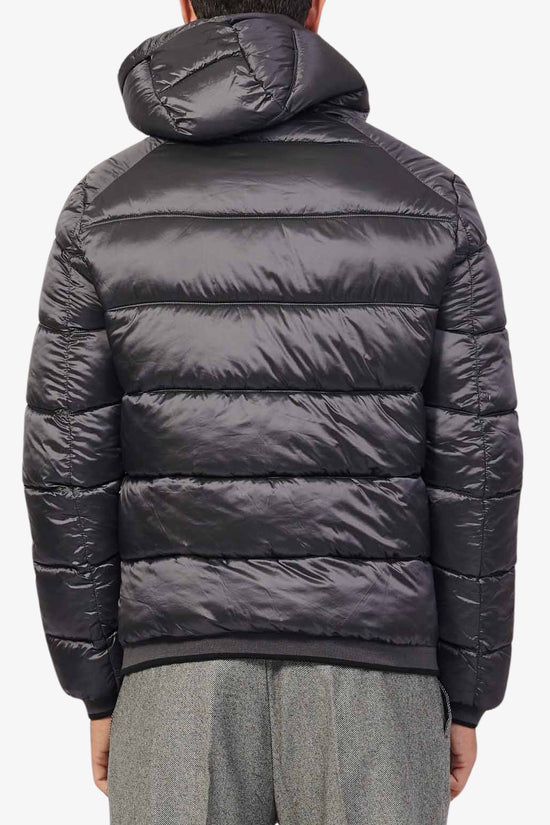 Piumino Lucido Full Zip Con Cappuccio-yes zee-Grigio-Uomo-J869/o100 0847-