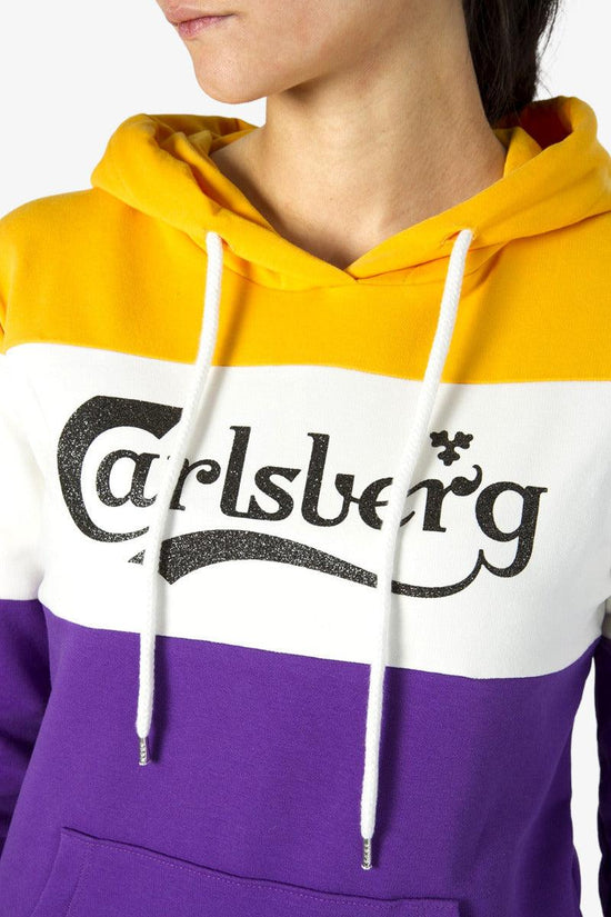 Felpa Con Cappuccio Colorblock Logo Glitter-carlsberg-Viola-Donna-Cbdsfc4284-