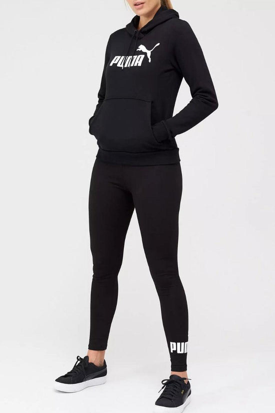 Felpa Con Cappuccio Essentials Logo-puma-Nero-Donna-586788 01-