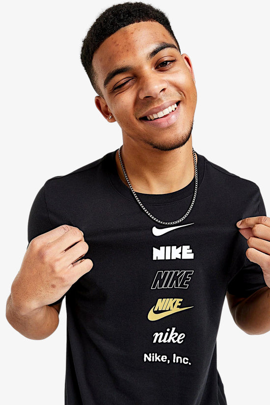 T-Shirt Maniche Corte Club Loghi-nike sportswear-Nero-Uomo-Dz2875 010-