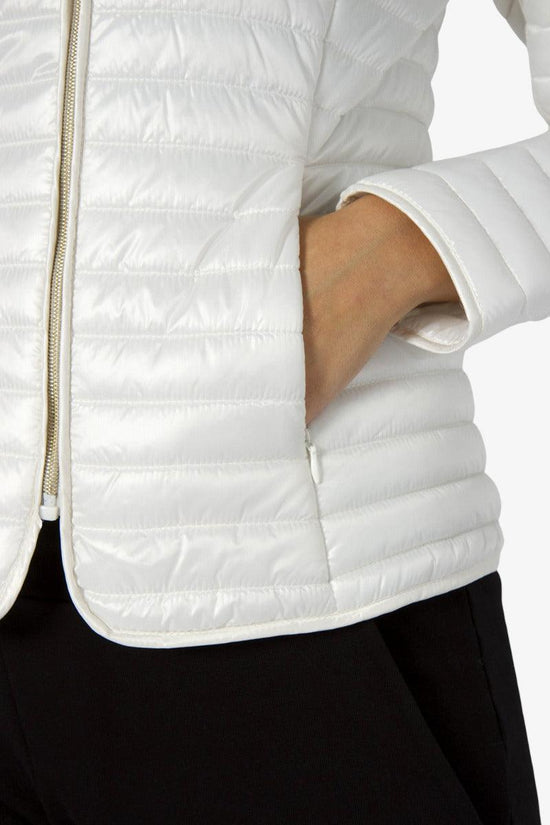 Piumino Corto Leggero Full Zip Dettaglio Strass-yes zee-Bianco-Donna-G403/l100 0107-
