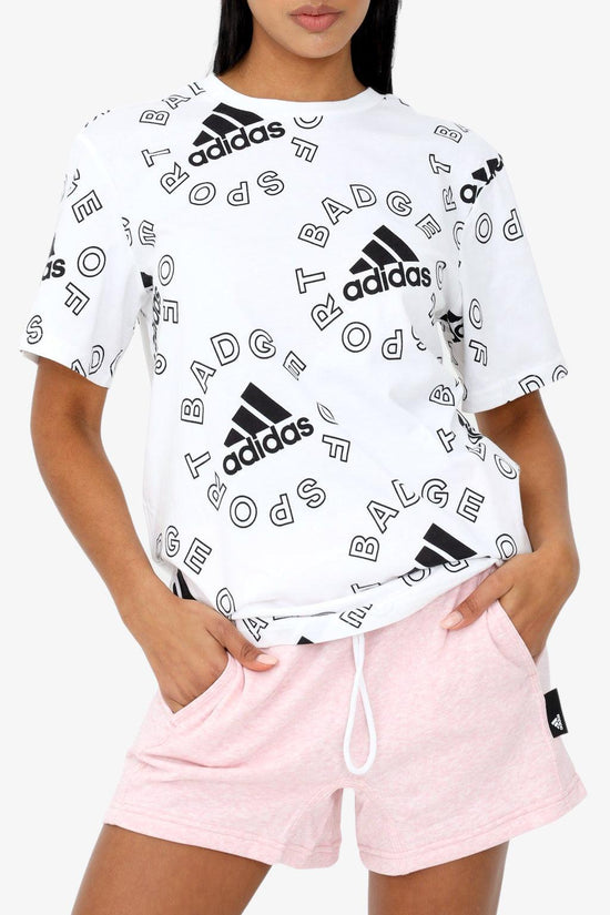 T-Shirt Maniche Corte Essentials Logo Allover Print-adidas performance-Bianco-Donna-Hc9186-