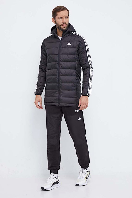 Parka Full Zip Con Cappuccio Essentials 3-Stripes-adidas performance-Nero-Uomo-Hz8522-