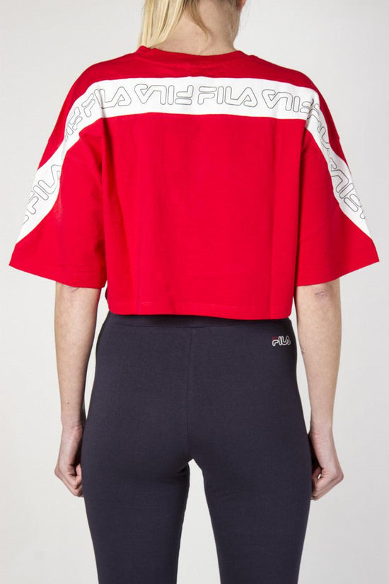T-Shirt Corta Lavi Con Banda Logo-fila-Rosso-Donna-683072 r69-