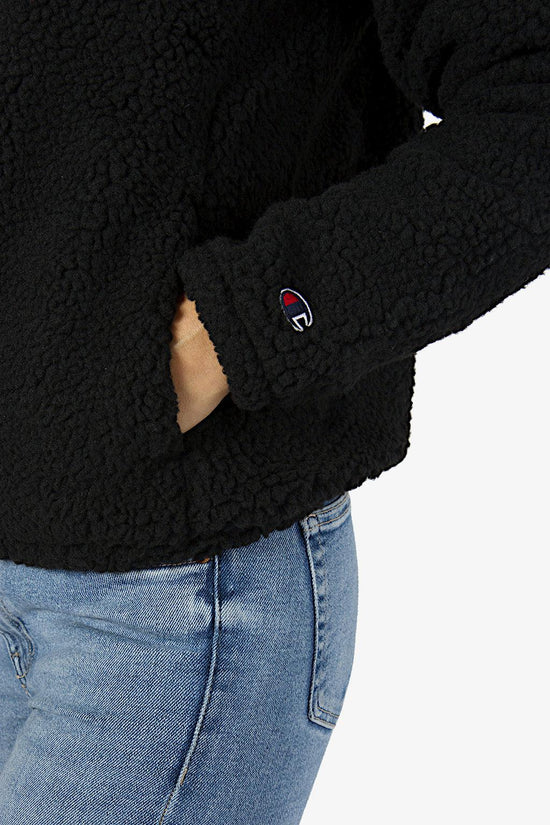 Giacca Teddy Full Zip Con Cappuccio C Logo-champion-Nero-Donna-115743 kk001-