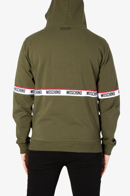 Felpa Con Cappuccio Banda Orizzontale Logo-moschino underwear-Verde-Uomo-A1712 8104 0430-