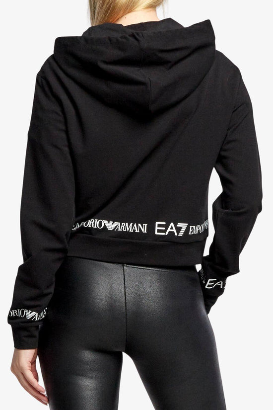 Felpa Corta Con Cappuccio Logo Ripetuto-emporio armani ea7-Nero-Donna-3ltm09 tjcqz 1200-