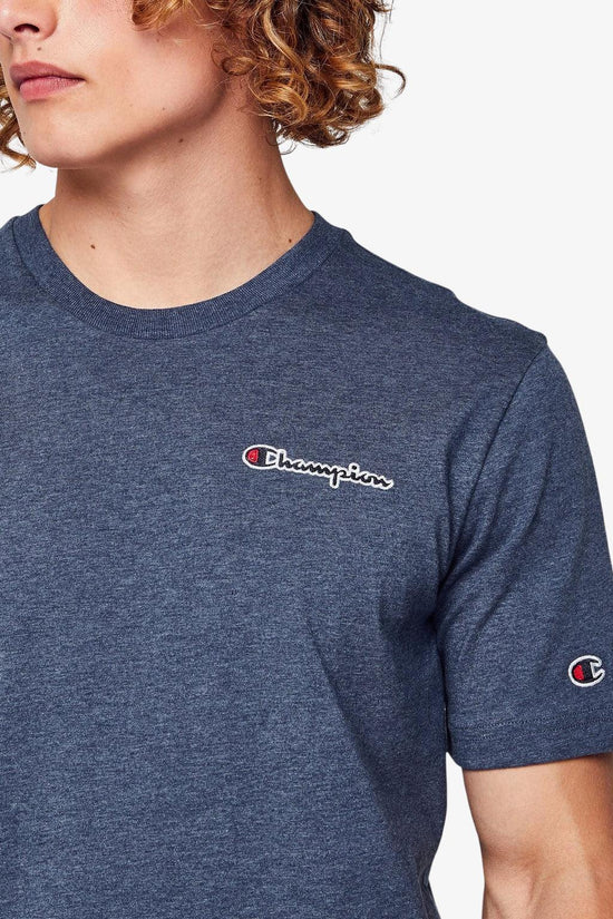 T-Shirt Maniche Corte Logo Piccolo Ricamato-champion-Blu-Uomo-217813 bv502-
