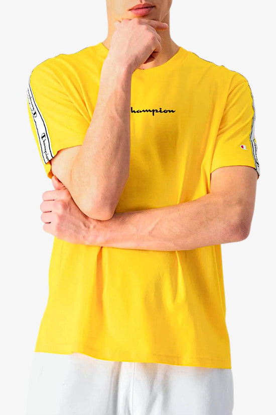 T-Shirt Maniche Corte Con Bande Logo-champion-Giallo-Uomo-217189 ys011-