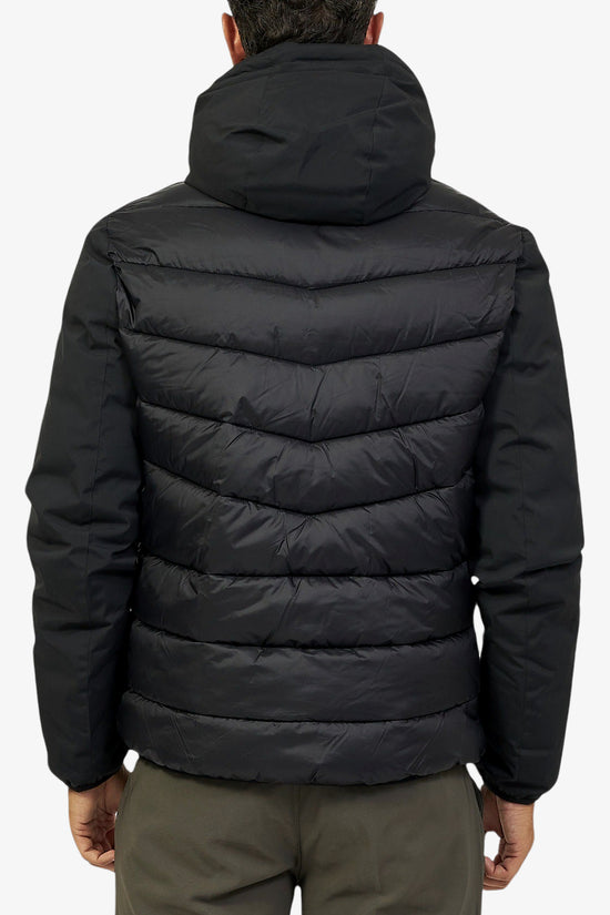 Piumino Full Zip Con Cappuccio Con Maniche In Softshell-yes zee-Nero-Uomo-J876/q600 0801-