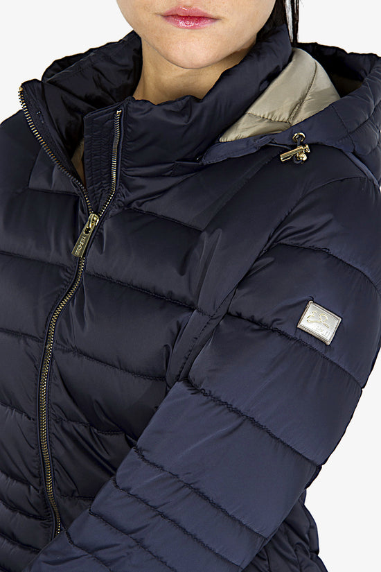 Piumino Full Zip Con Cappuccio-yes zee-Blu-Donna-O017/m800 0710-