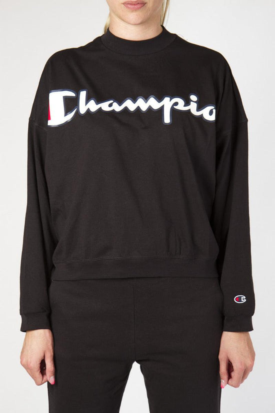 T-Shirt Corta Con Maniche Lunghe Over Big Logo-champion-Nero-Donna-113197 kk001-