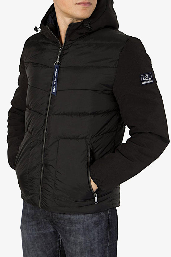 Piumino Full Zip Con Cappuccio-yes zee-Nero-Uomo-J876/m900 0801-