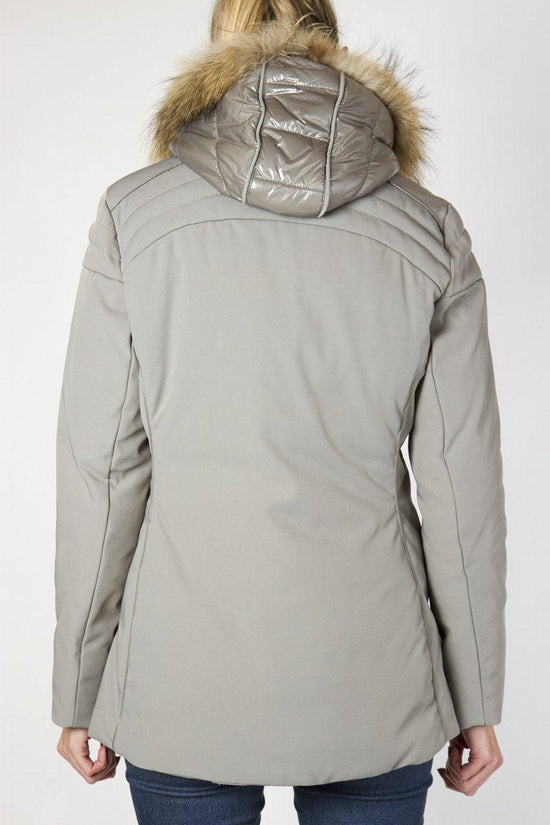 Piumino Soft Shell Full Zip Con Cappuccio + Gilet Removibile Con Cappuccio Pelo-yes zee-Grigio-Donna-O051/q200 0809-