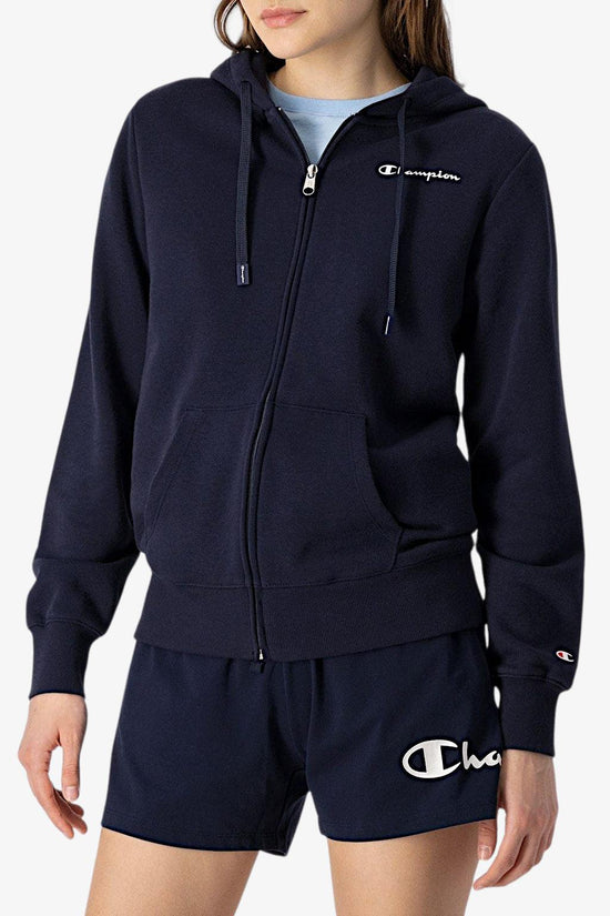 Felpa Full Zip Con Cappuccio Logo Piccolo-champion-Blu-Donna-114862 bs501-