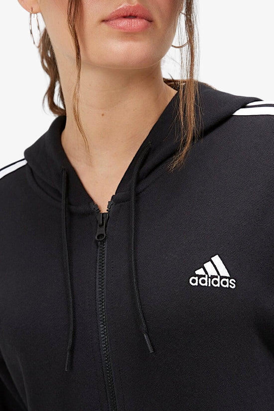 Felpa Full Zip Con Cappuccio Essentials 3-Stripes-adidas performance-Nero-Donna-Ic8769-