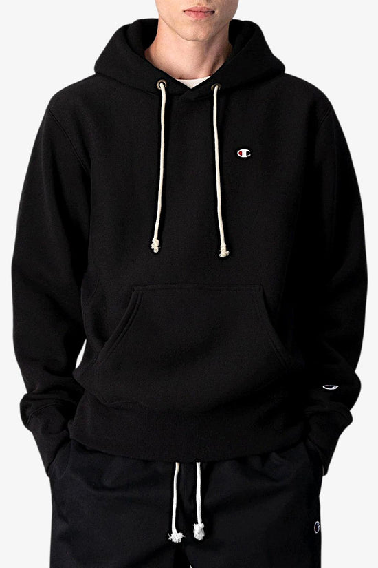 Felpa Con Cappuccio C Logo Reverse Weave-champion-Nero-Uomo-217976 kk001-