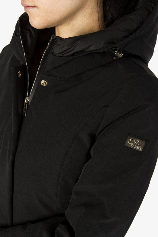 Piumino Soft Shell Full Zip Con Cappuccio-yes zee-Nero-Donna-O086/nu00 0801-