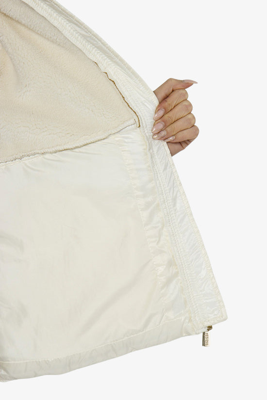 Giacca Montone Full Zip Con Cappuccio Con Inserti Trapuntati-yes zee-Beige-Donna-J018/gn00 0157-