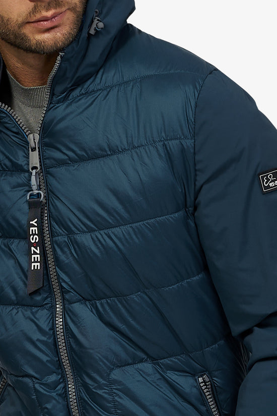 Piumino Full Zip Con Cappuccio Con Maniche In Softshell-yes zee-Blu-Uomo-J876/q600 0710-