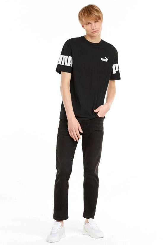 T-Shirt Maniche Corte Colorblock Power-puma-Nero-Uomo-589428 01-