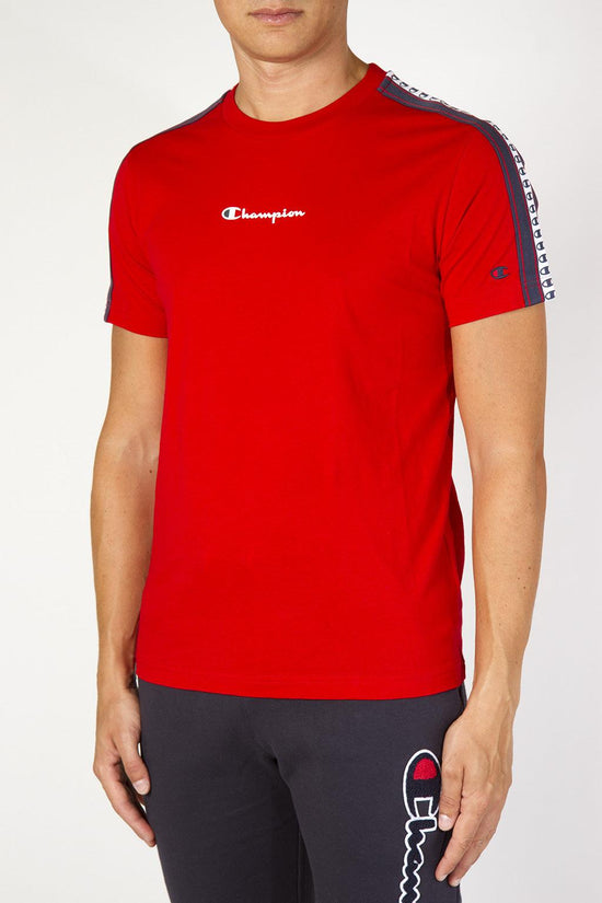 T-Shirt Maniche Corte Con Tape A Righe C Logo-champion-Rosso-Uomo-213461 rs053-