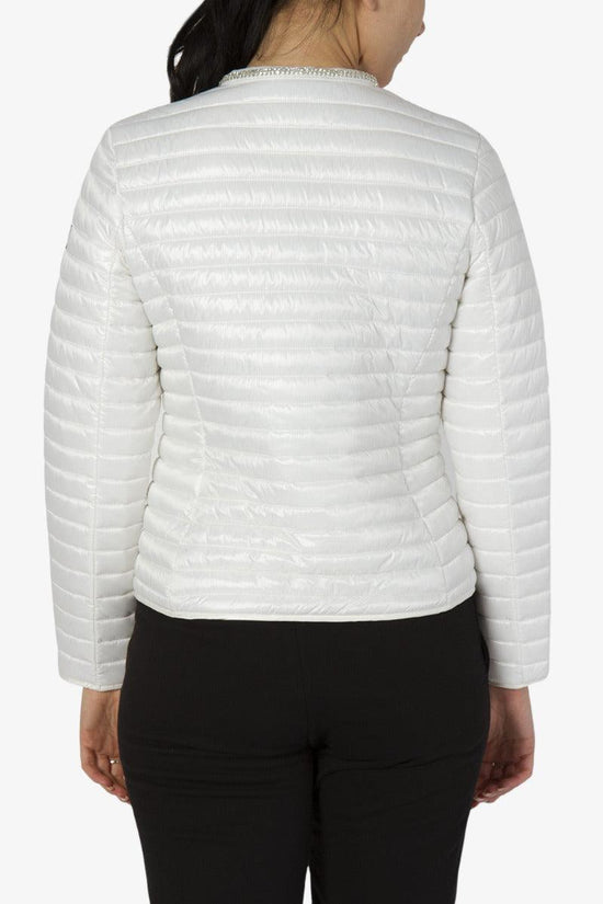 Piumino Corto Leggero Full Zip Dettaglio Strass-yes zee-Bianco-Donna-G403/l100 0107-